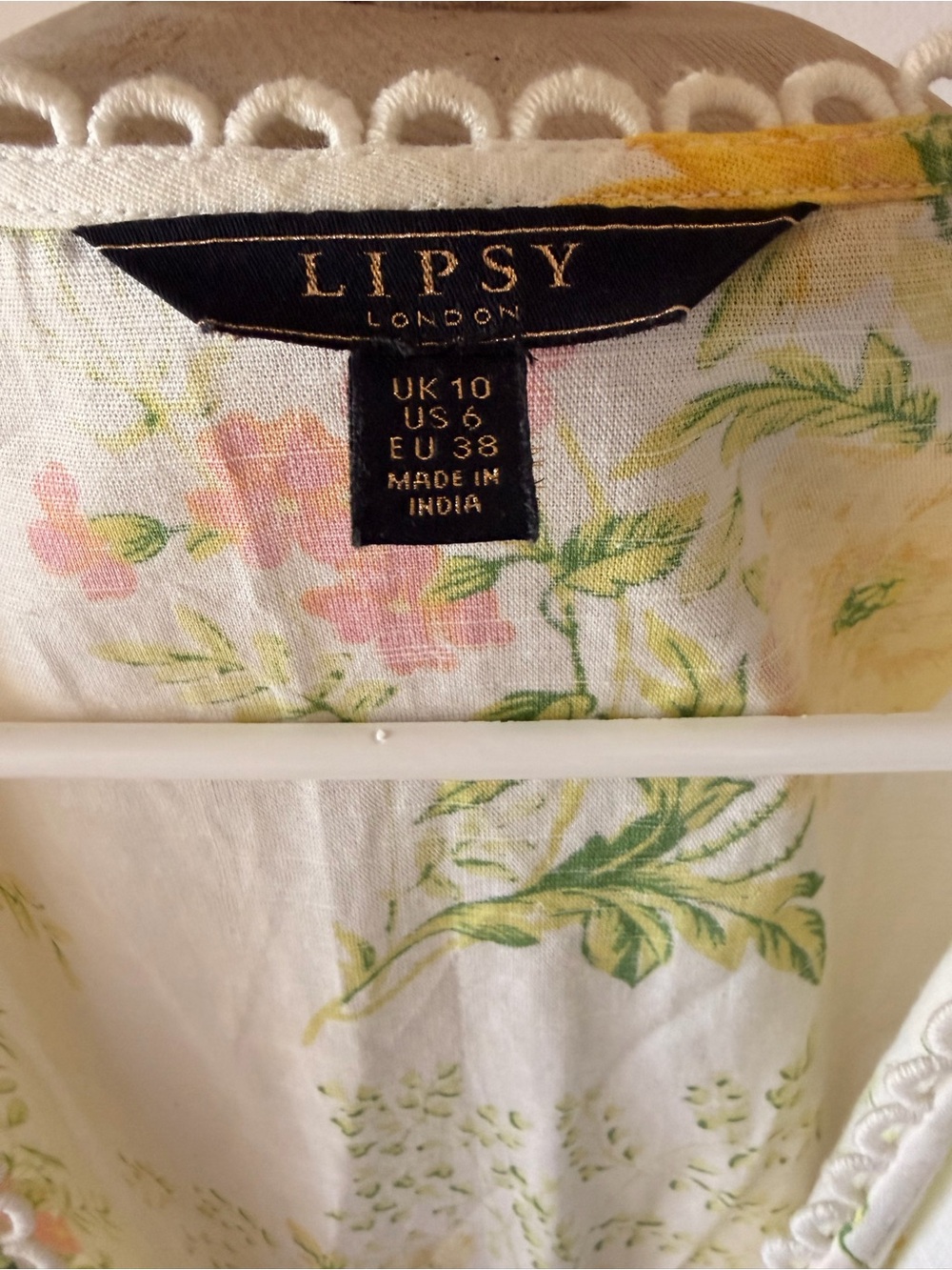 Lipsy Cream Floral Tie-Waist Dress with Yellow & Pink Blooms